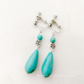 Synthetic Turquoise Long Drop Earrings